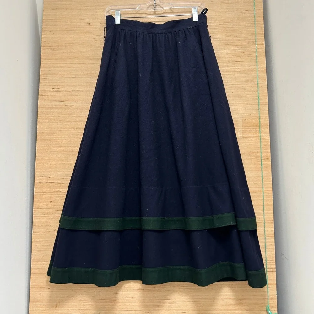 Josef Leichtfried Loden Frey Austrian Wool Skirt Suit Navy Green Trachten 40